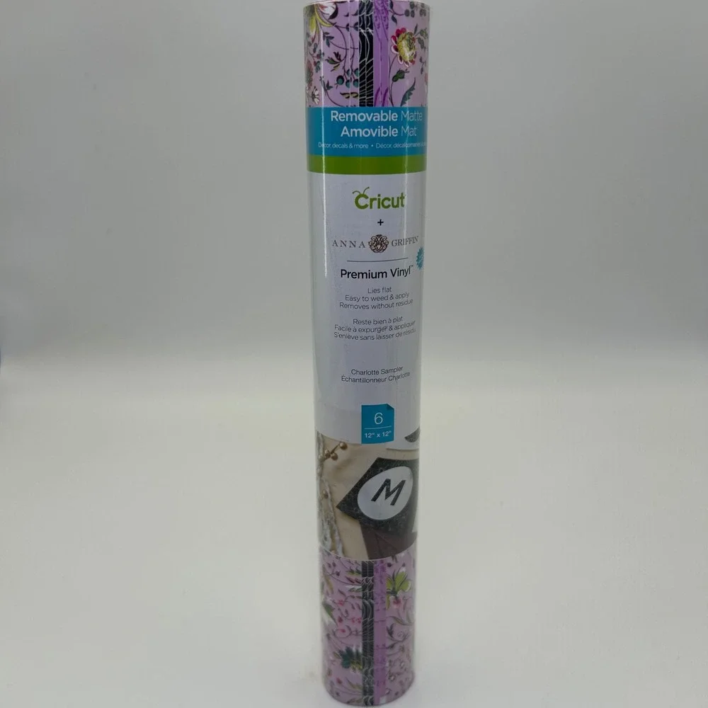 Cricut Anna Griffin Premium Vinyl Charlotte Sampler Six Sheets 12x12 Removable